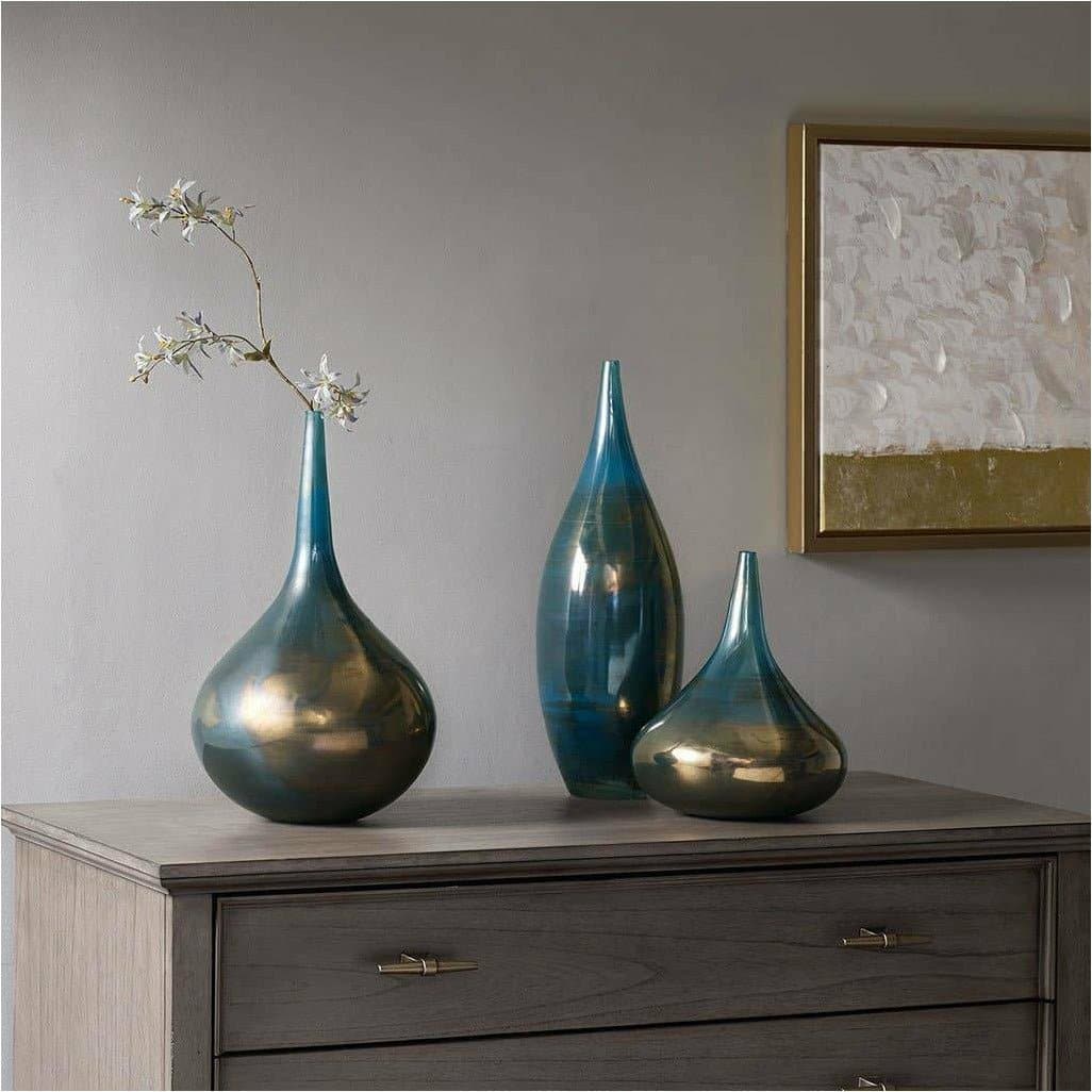 Handmade Blue Metallic Vases (Set of 3) - HER Home Design Boutique